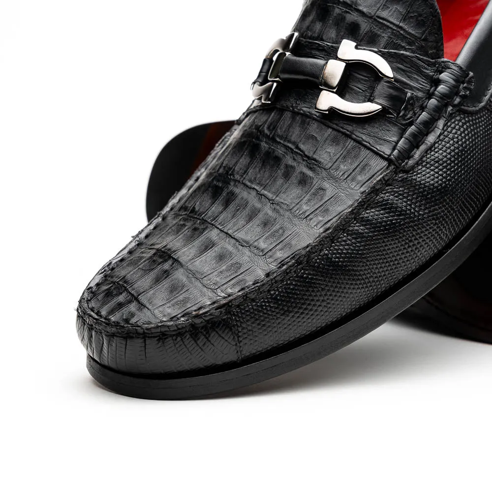 Marco Di Milano Adro in Black Caiman & Lizard Loafers