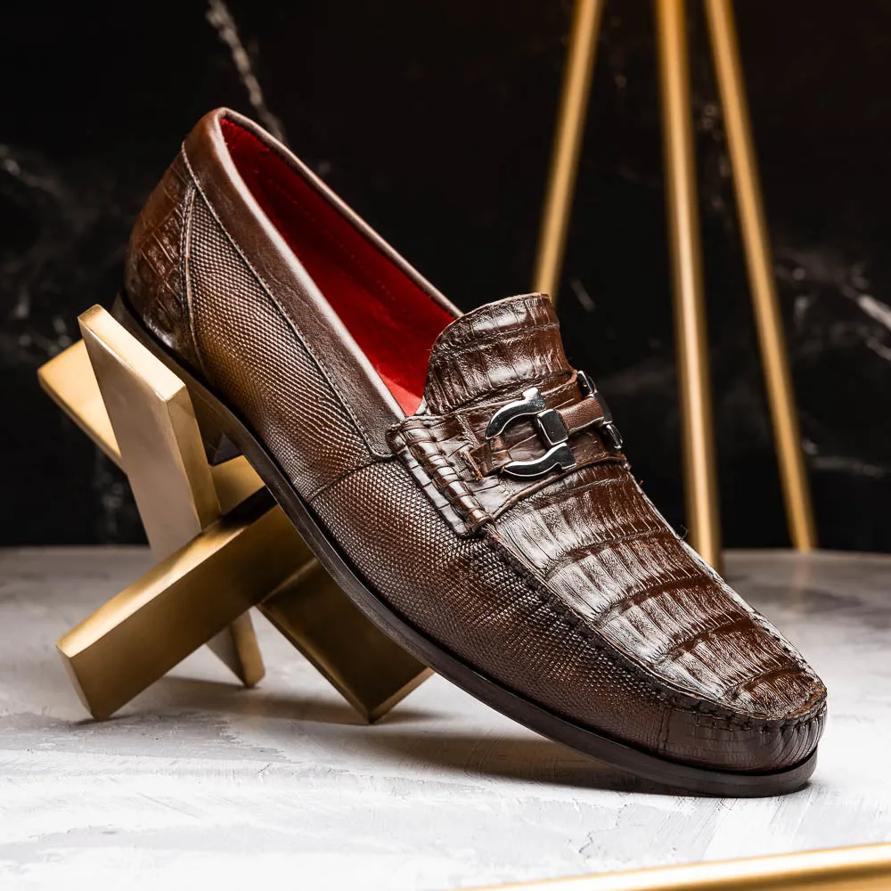 Marco Di Milano Adro in Brown Caiman & Lizard Loafers