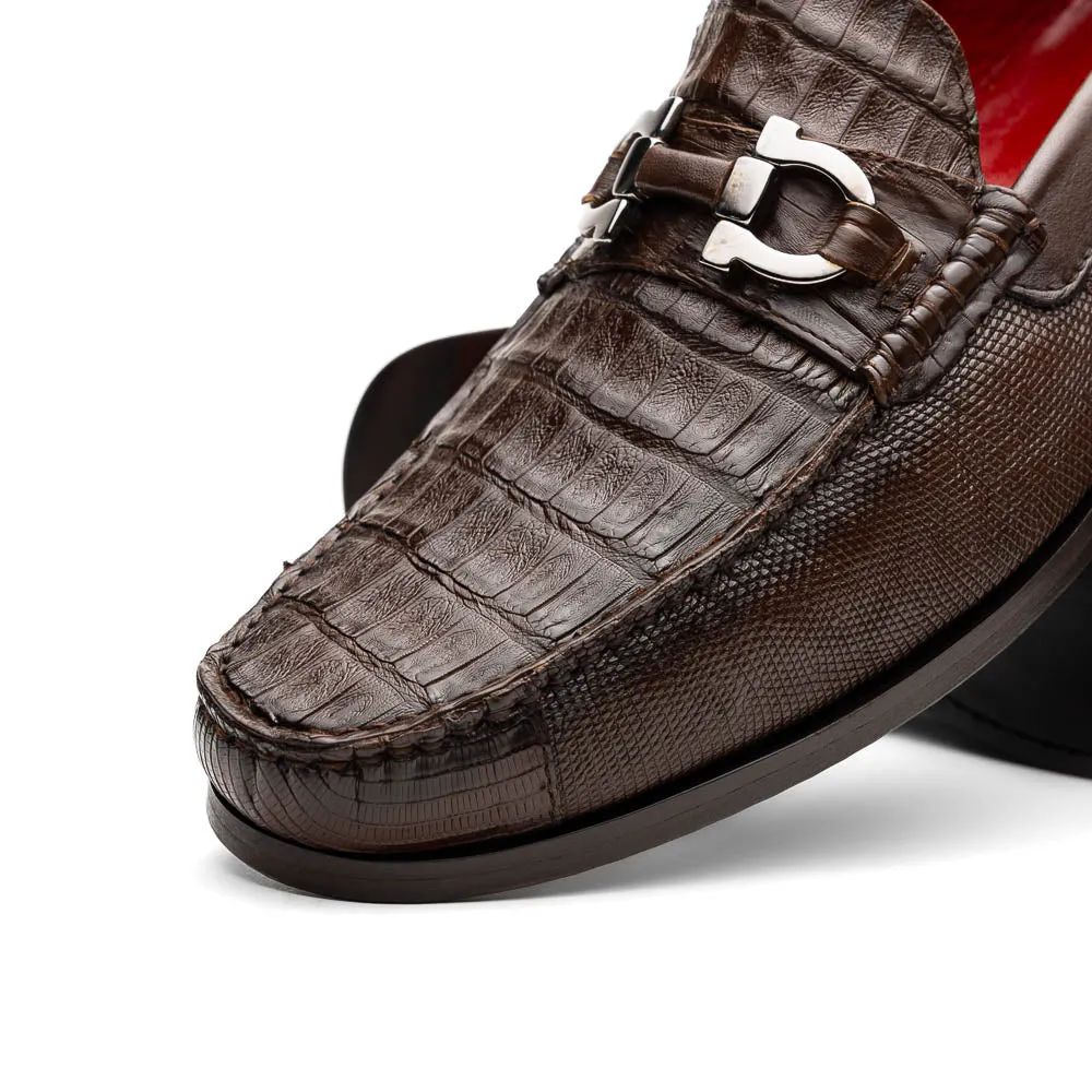 Marco Di Milano Adro in Brown Caiman & Lizard Loafers
