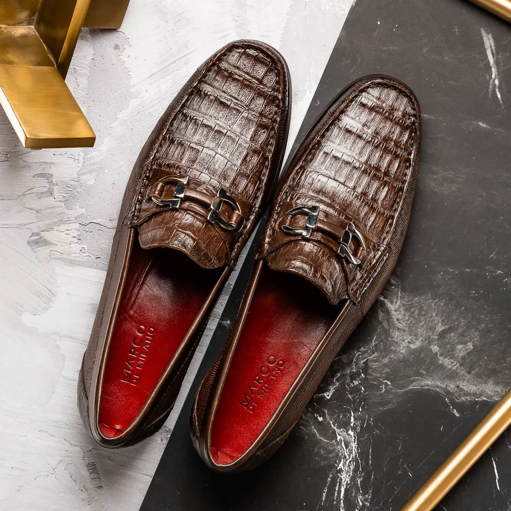 Marco Di Milano Adro in Brown Caiman & Lizard Loafers