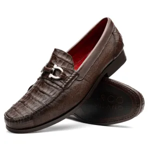 Marco Di Milano Adro in Brown Caiman & Lizard Loafers