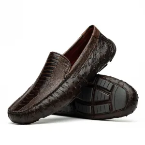 Marco Di Milano Alba Tabacco Ostrich Quill / Leg Driving Loafers