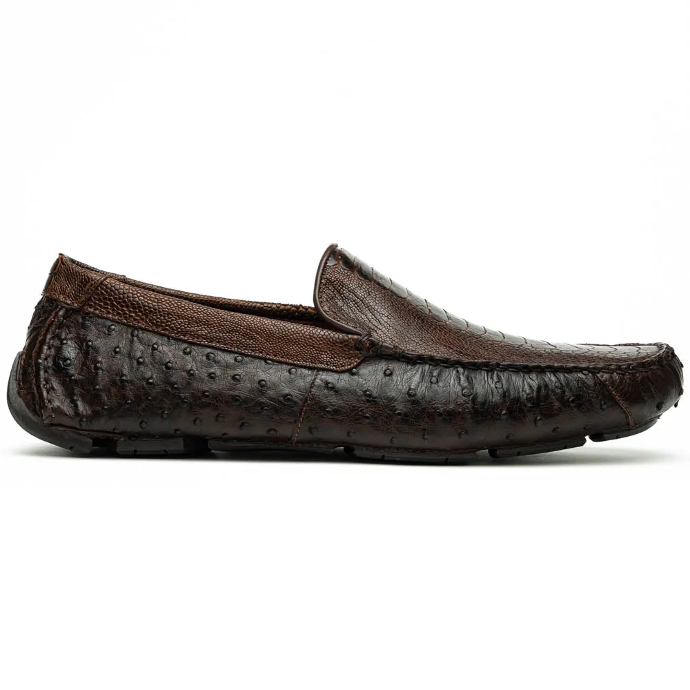 Marco Di Milano Alba Tabacco Ostrich Quill / Leg Driving Loafers