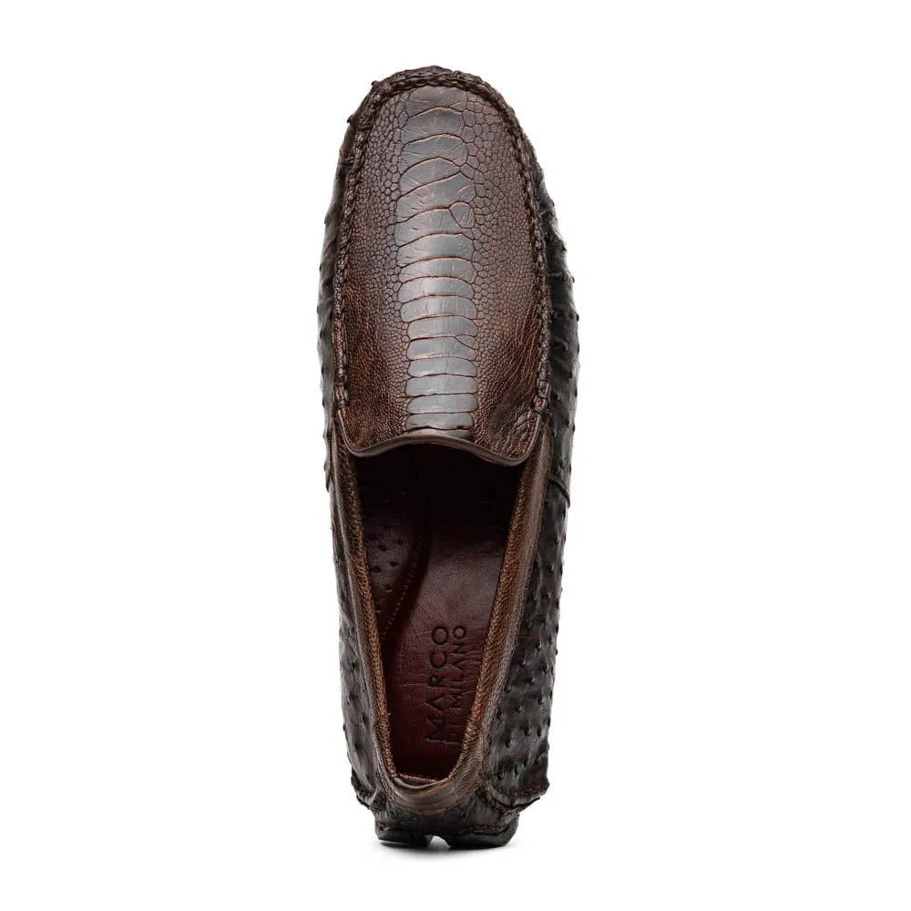 Marco Di Milano Alba Tabacco Ostrich Quill / Leg Driving Loafers