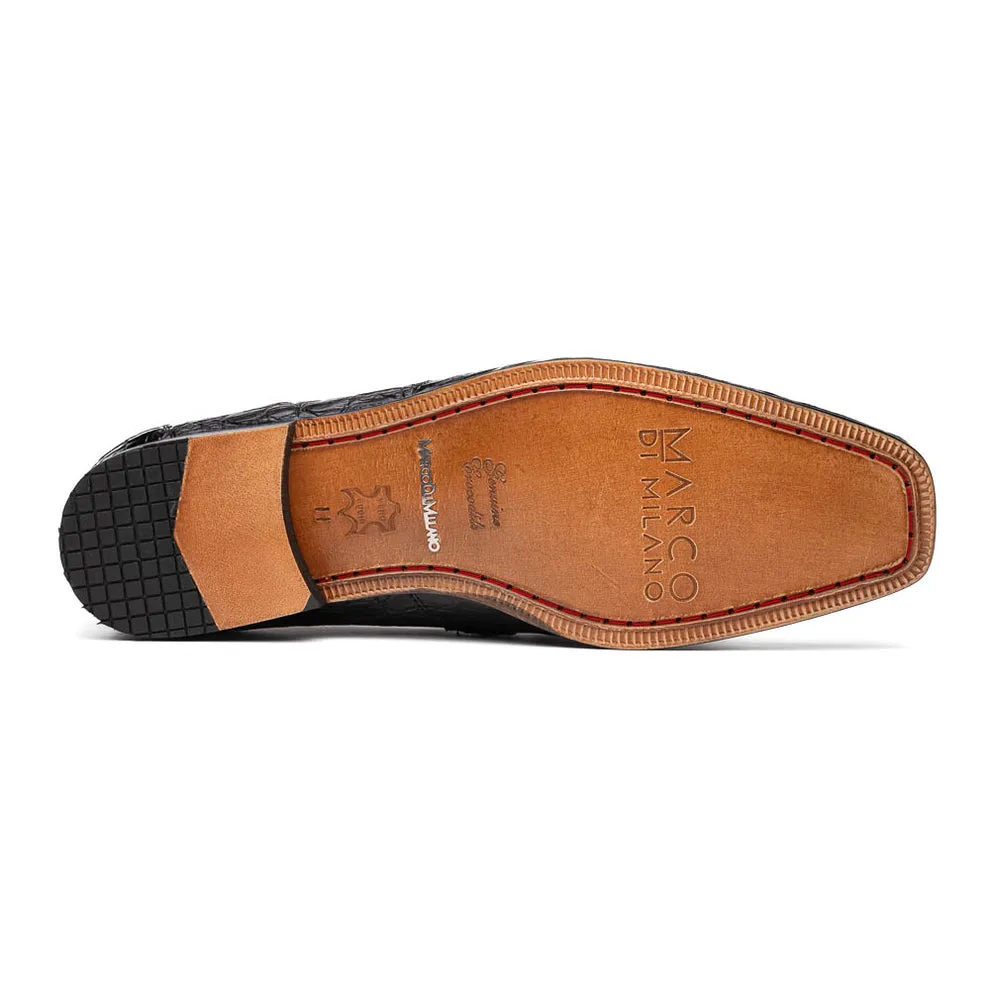 Marco Di Milano Fabro Black Caiman Crocodile Bit Loafers