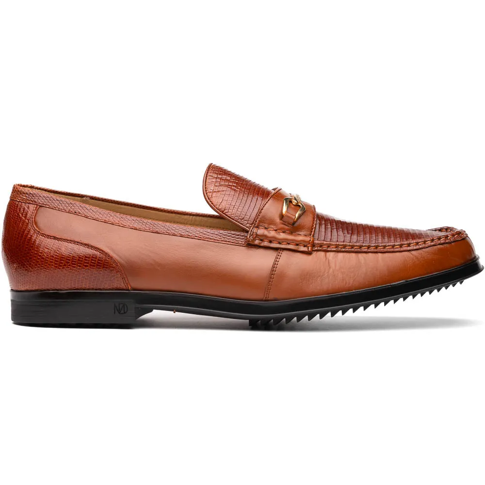 Marco Di Milano Hugo in Cognac Lizard & Calfskin Bit Loafers