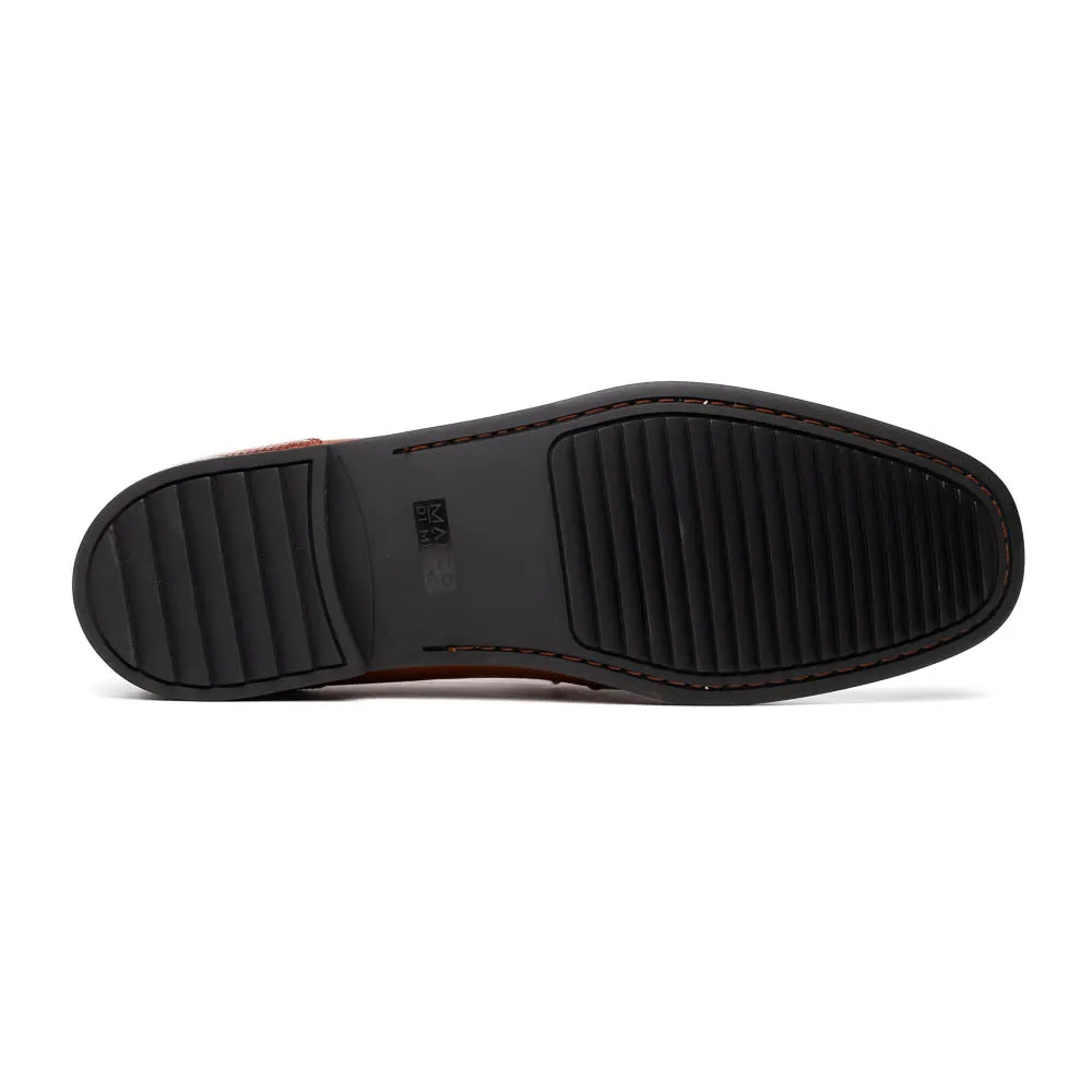 Marco Di Milano Hugo in Cognac Lizard & Calfskin Bit Loafers