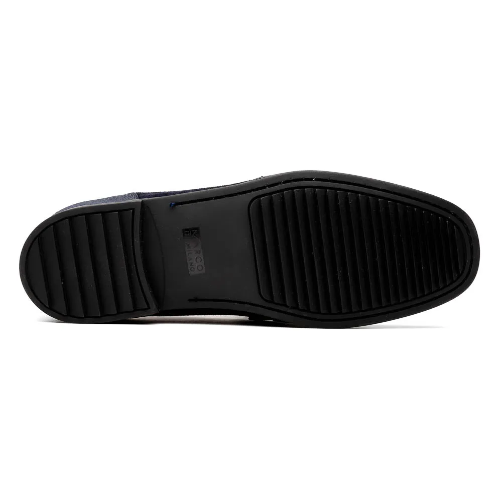 Marco Di Milano Hugo Navy Sueded Ostrich Leg Bit Loafers