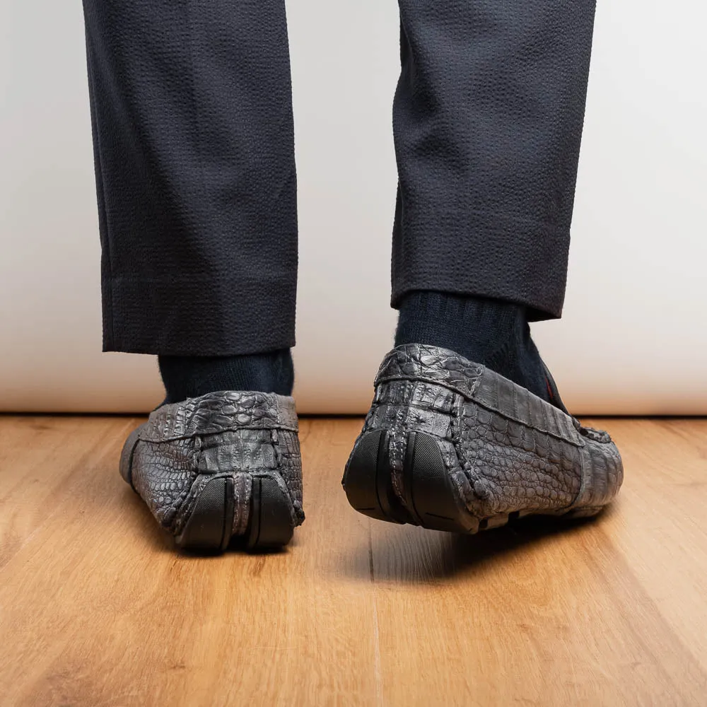 Marco Di Milano Remo in Grey Caiman Driver Loafers
