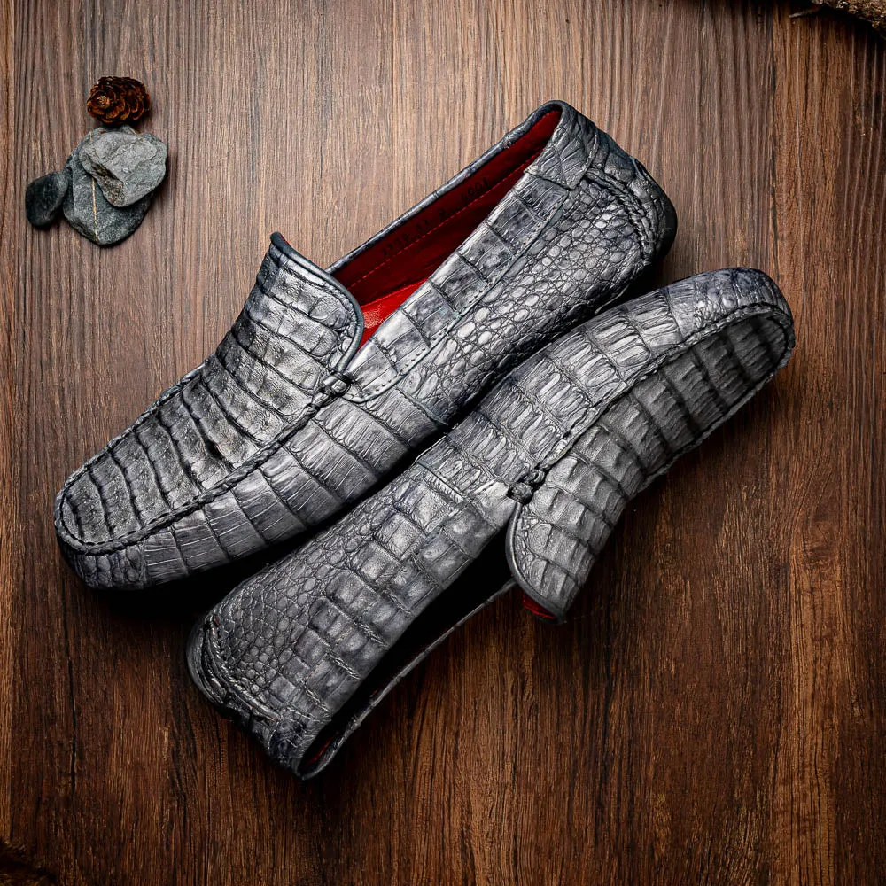 Marco Di Milano Remo in Grey Caiman Driver Loafers