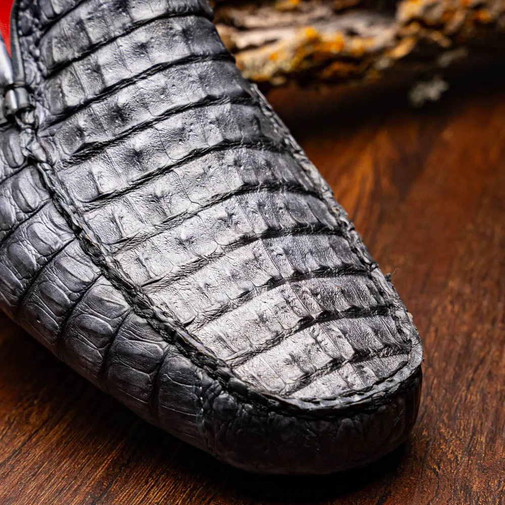 Marco Di Milano Remo in Grey Caiman Driver Loafers