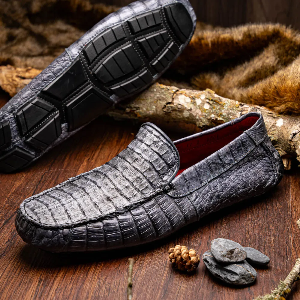 Marco Di Milano Remo in Grey Caiman Driver Loafers