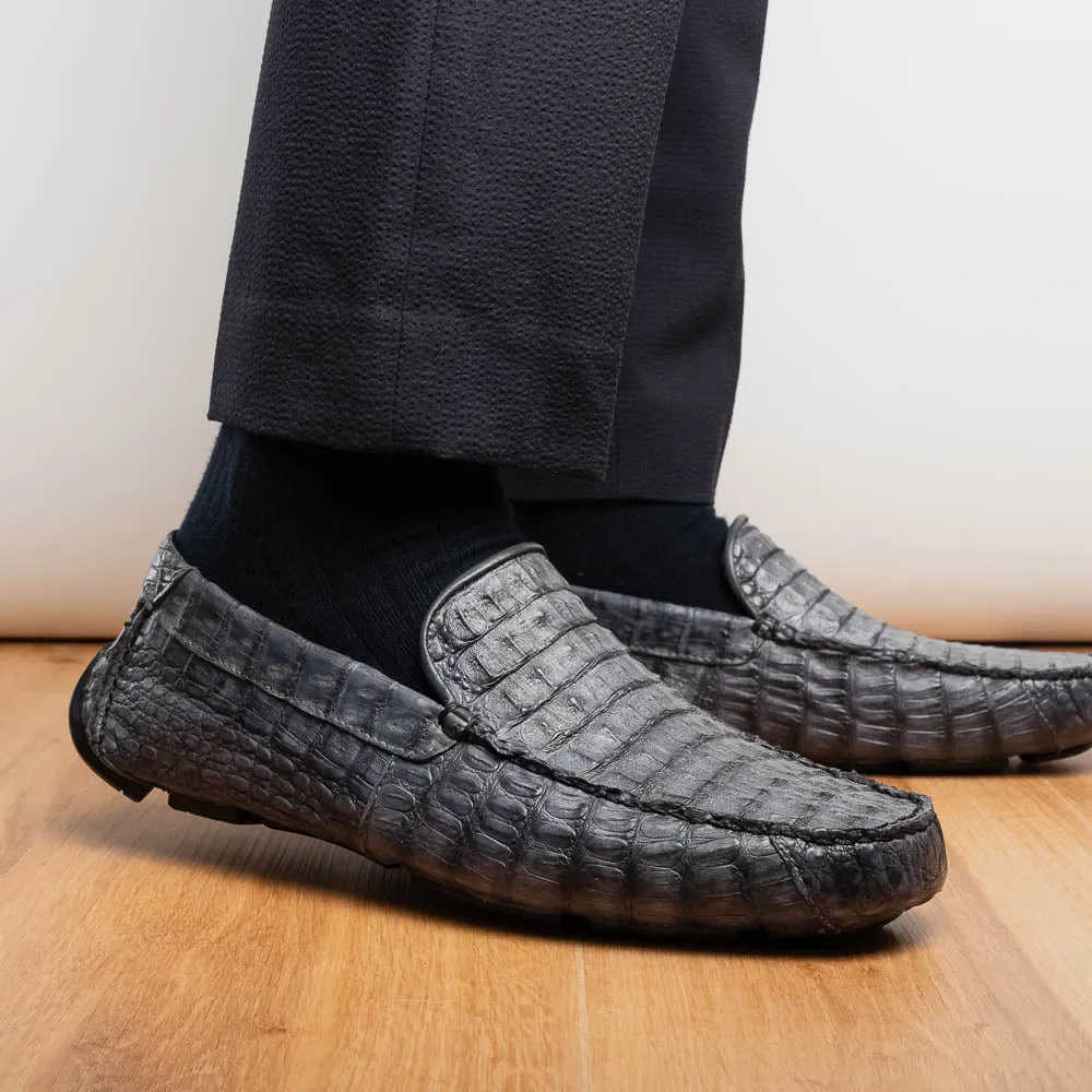 Marco Di Milano Remo in Grey Caiman Driver Loafers
