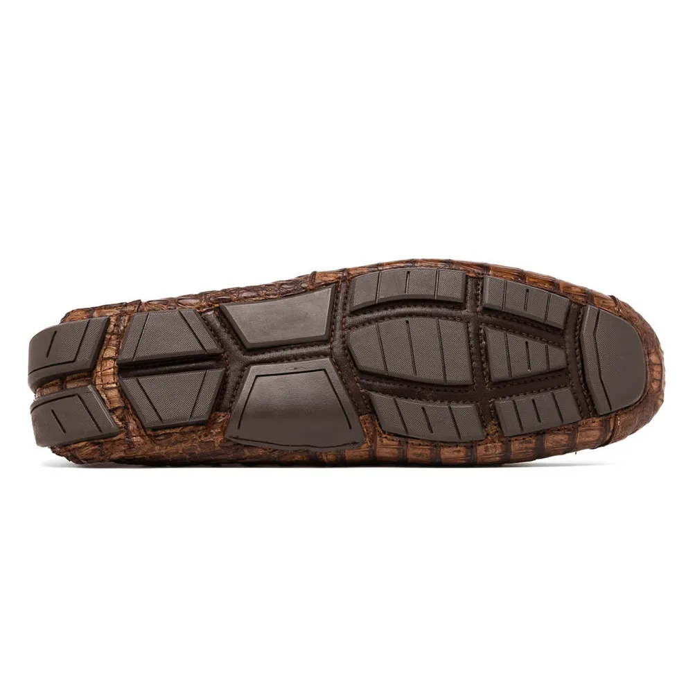 Marco Di Milano Remo Stone Washed Brown Crocodile Loafers