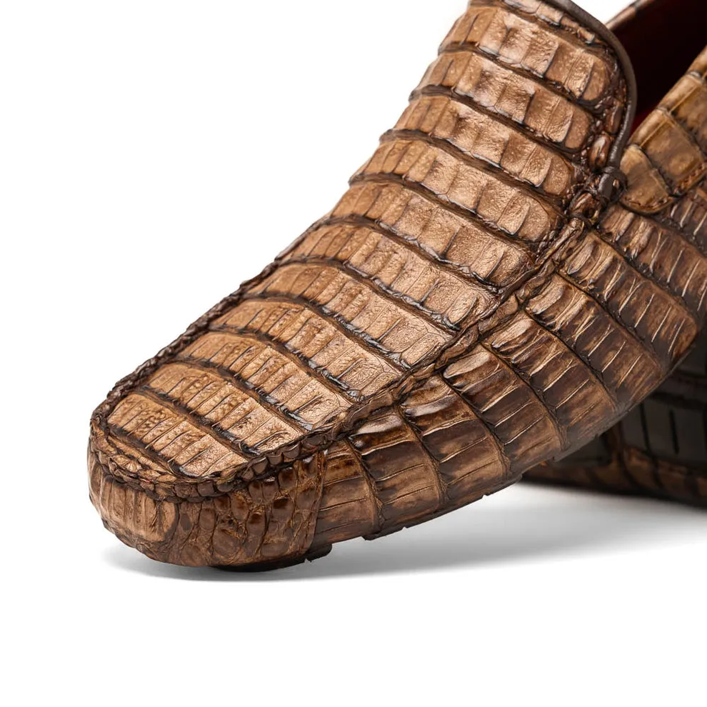 Marco Di Milano Remo Stone Washed Brown Crocodile Loafers