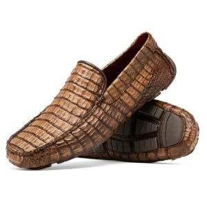 Marco Di Milano Remo Stone Washed Brown Crocodile Loafers