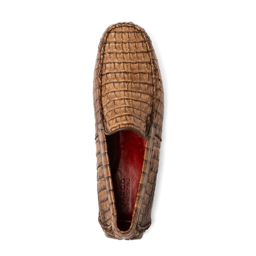 Marco Di Milano Remo Stone Washed Brown Crocodile Loafers