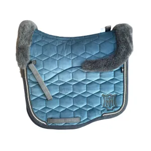 Mattes Eurofit Sheepskin Dressage Saddlecloth - Blue Moon / Dark Grey Sheepskin Small