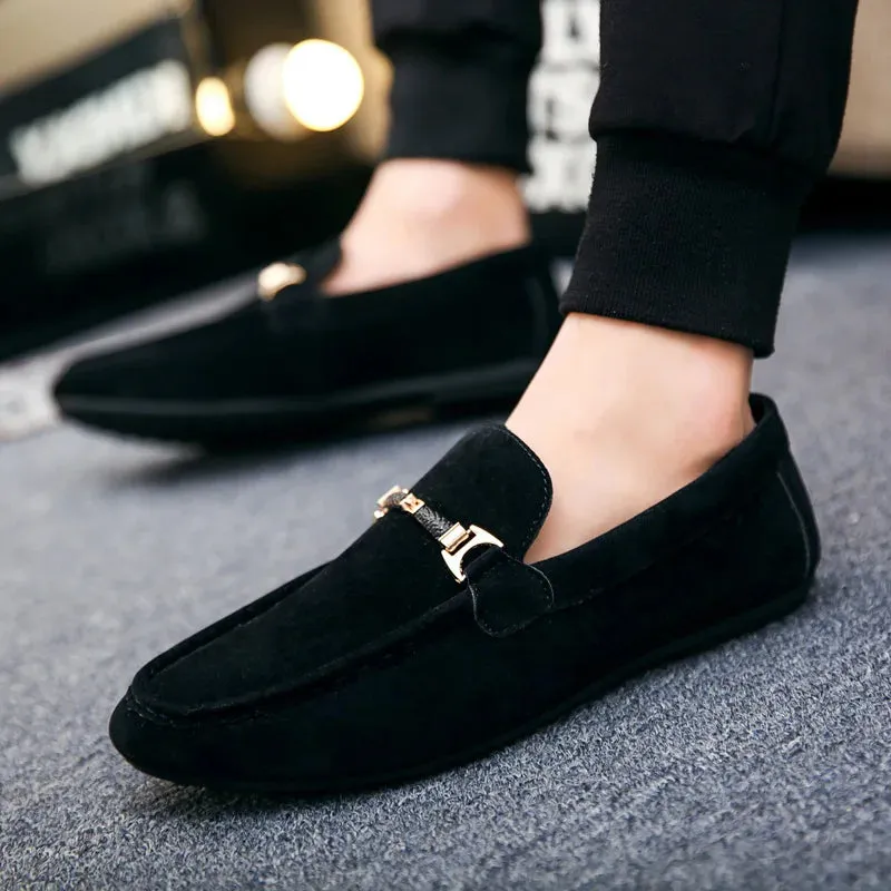 Men's Casual Shoes Red Loafers Cleat Shoes Metal Trim Driving Moccasin Soft Comfortable Casual Shoes Men's Sneakers Flats