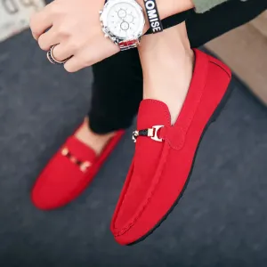 Men's Casual Shoes Red Loafers Cleat Shoes Metal Trim Driving Moccasin Soft Comfortable Casual Shoes Men's Sneakers Flats