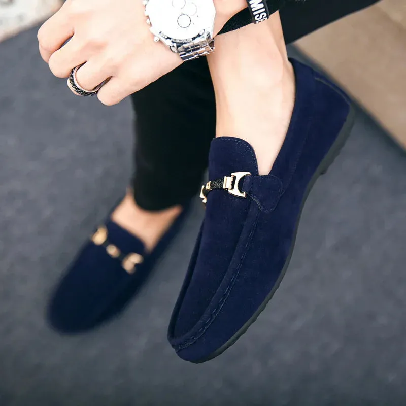 Men's Casual Shoes Red Loafers Cleat Shoes Metal Trim Driving Moccasin Soft Comfortable Casual Shoes Men's Sneakers Flats