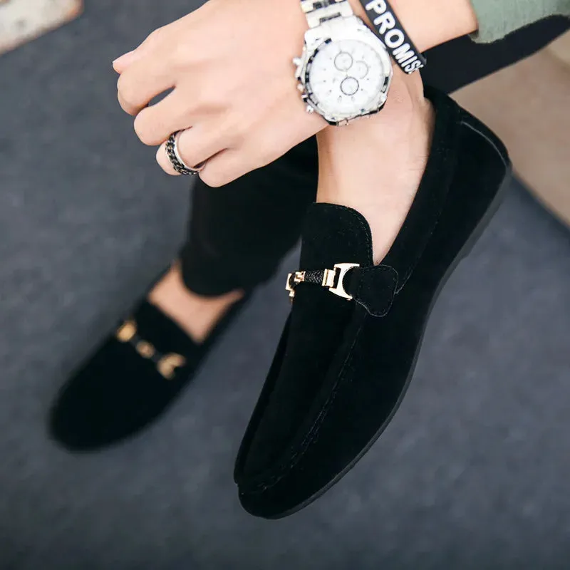 Men's Casual Shoes Red Loafers Cleat Shoes Metal Trim Driving Moccasin Soft Comfortable Casual Shoes Men's Sneakers Flats
