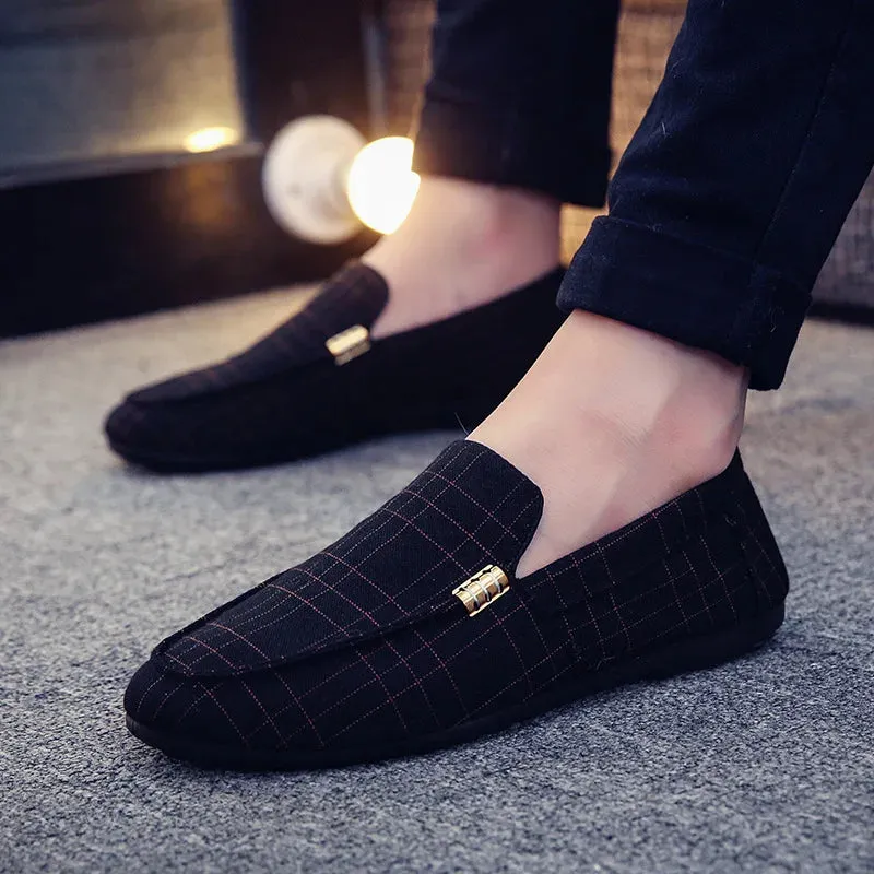 Men's Casual Shoes Red Loafers Cleat Shoes Metal Trim Driving Moccasin Soft Comfortable Casual Shoes Men's Sneakers Flats