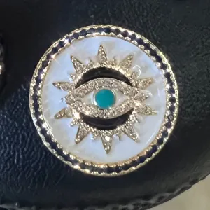 METAL SHOE CHARMS - WHITE EVIL EYE