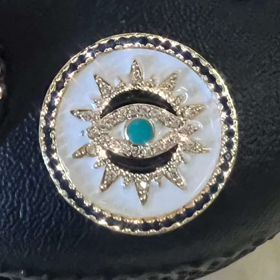 METAL SHOE CHARMS - WHITE EVIL EYE