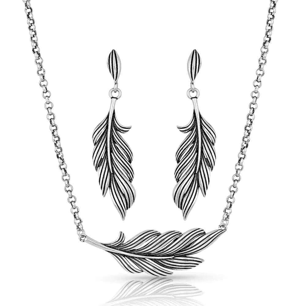 Montana Silversmith Frayed Singleton Feather Jewelry Set