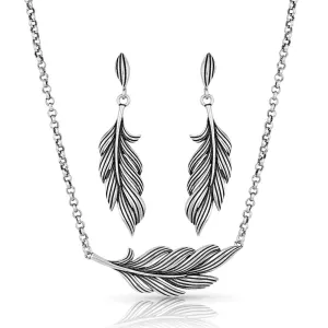 Montana Silversmith Frayed Singleton Feather Jewelry Set