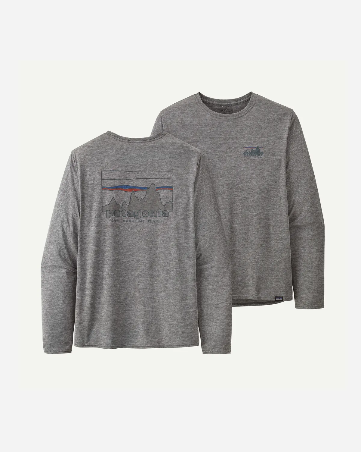 M's L/S Cap Cool Daily Graphic Shirt - 73' Skyline Feather Grey