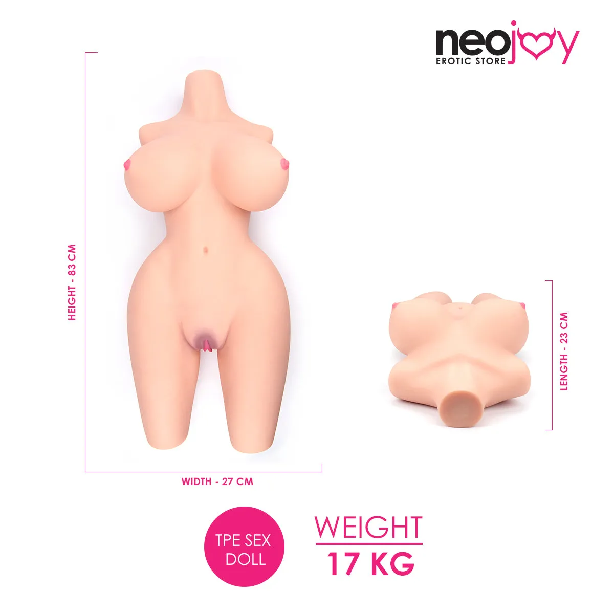 Neojoy - Big half body Sex Torso with Flexible Skeleton - Skin - 17Kg