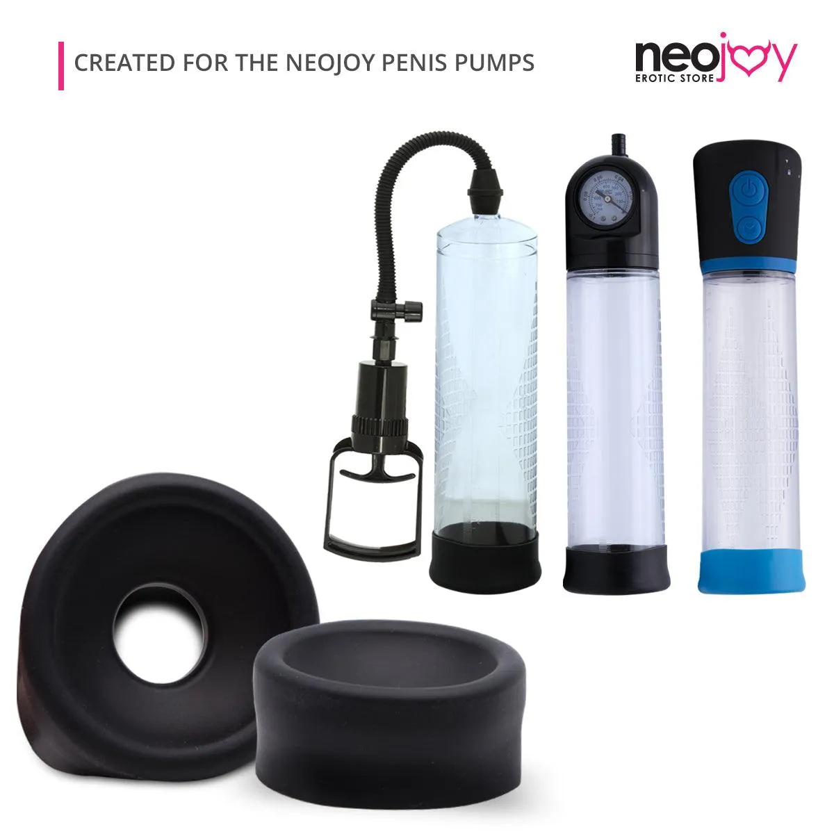 Neojoy Black Male Silicone Stretchy Soft Flexible Penis Pump Sleeve