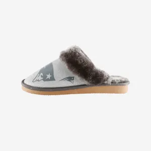 New England Patriots Womens Glitter Open Back Fur Moccasin Slipper