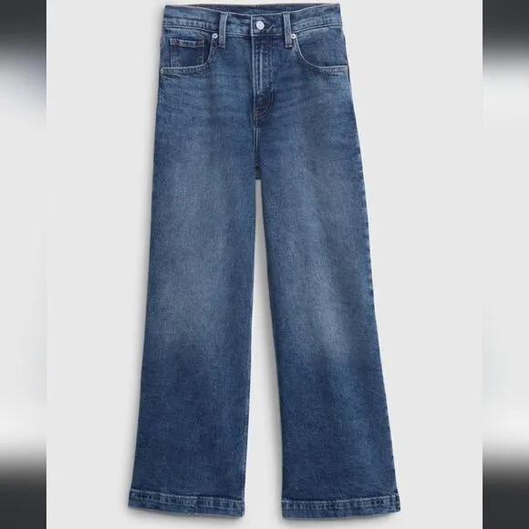 NEW Gap high rise wide leg medium indigo stride ankle jeans 33/16
