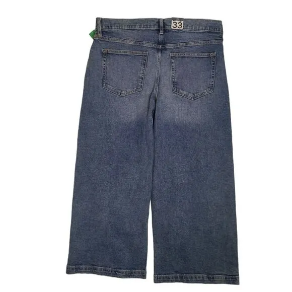 NEW Gap high rise wide leg medium indigo stride ankle jeans 33/16