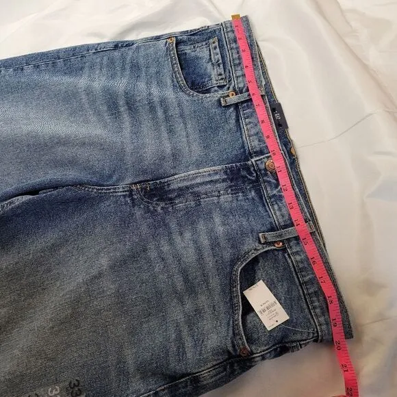 NEW Gap high rise wide leg medium indigo stride ankle jeans 33/16