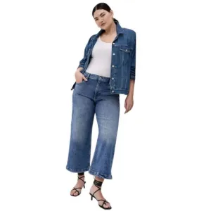NEW Gap high rise wide leg medium indigo stride ankle jeans 33/16