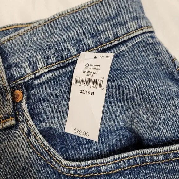 NEW Gap high rise wide leg medium indigo stride ankle jeans 33/16