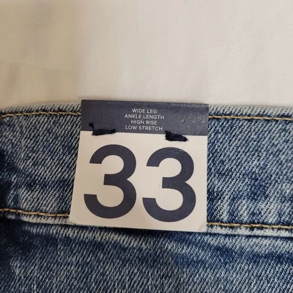 NEW Gap high rise wide leg medium indigo stride ankle jeans 33/16