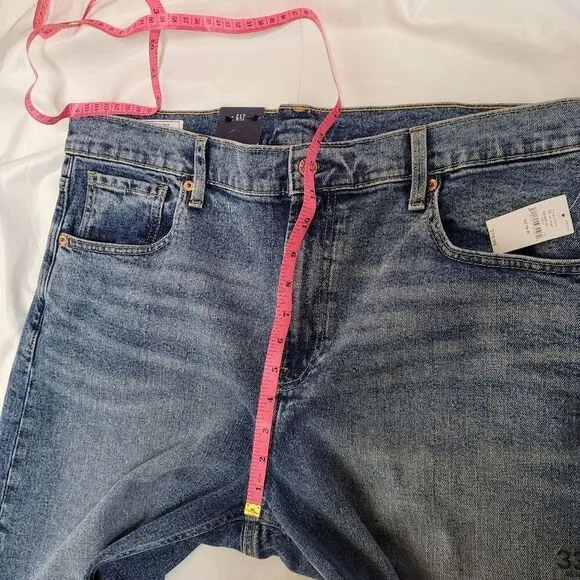 NEW Gap high rise wide leg medium indigo stride ankle jeans 33/16