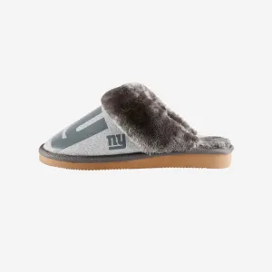 New York Giants Womens Glitter Open Back Fur Moccasin Slipper