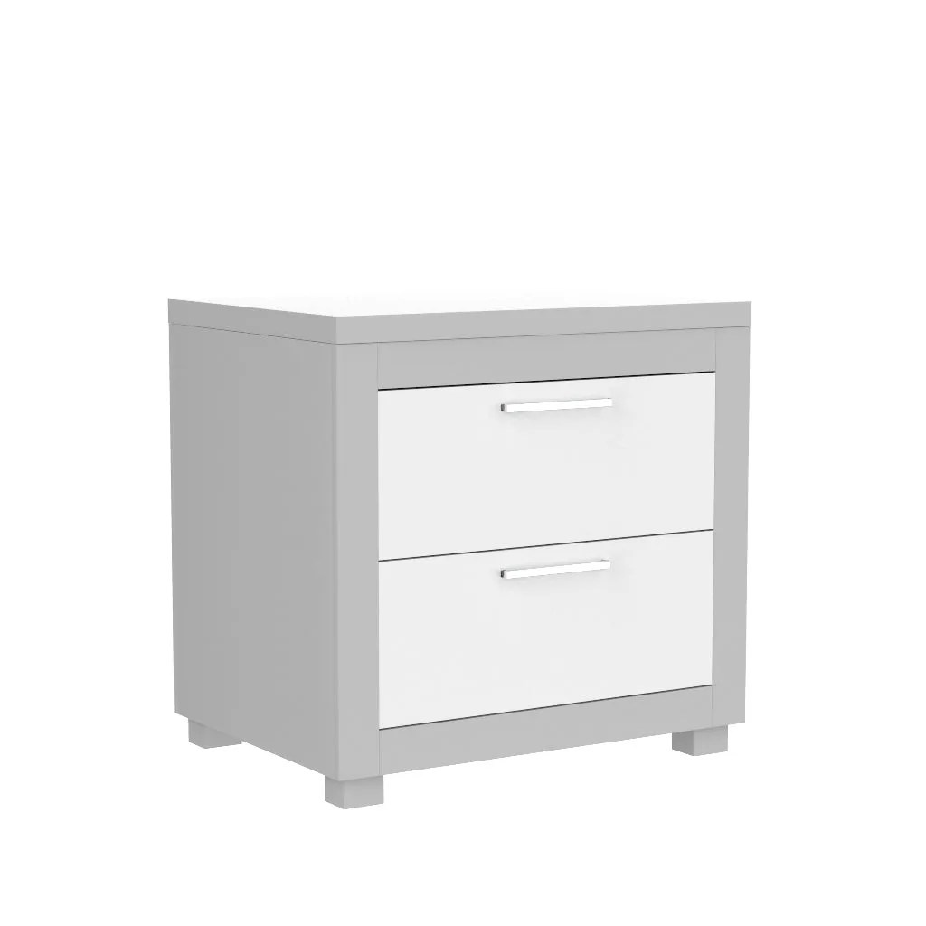 Night table storage organizer for home decor, light grey & white
