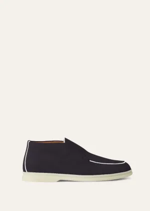 Open Walk Boots in Navy Blue Suede