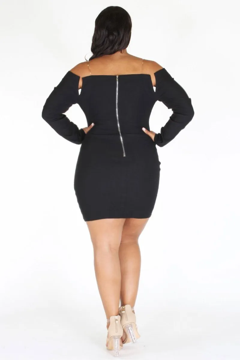 Plus Size Sleek Long Sleeve Cocktail Dress [PRE-ORDER 25% OFF]