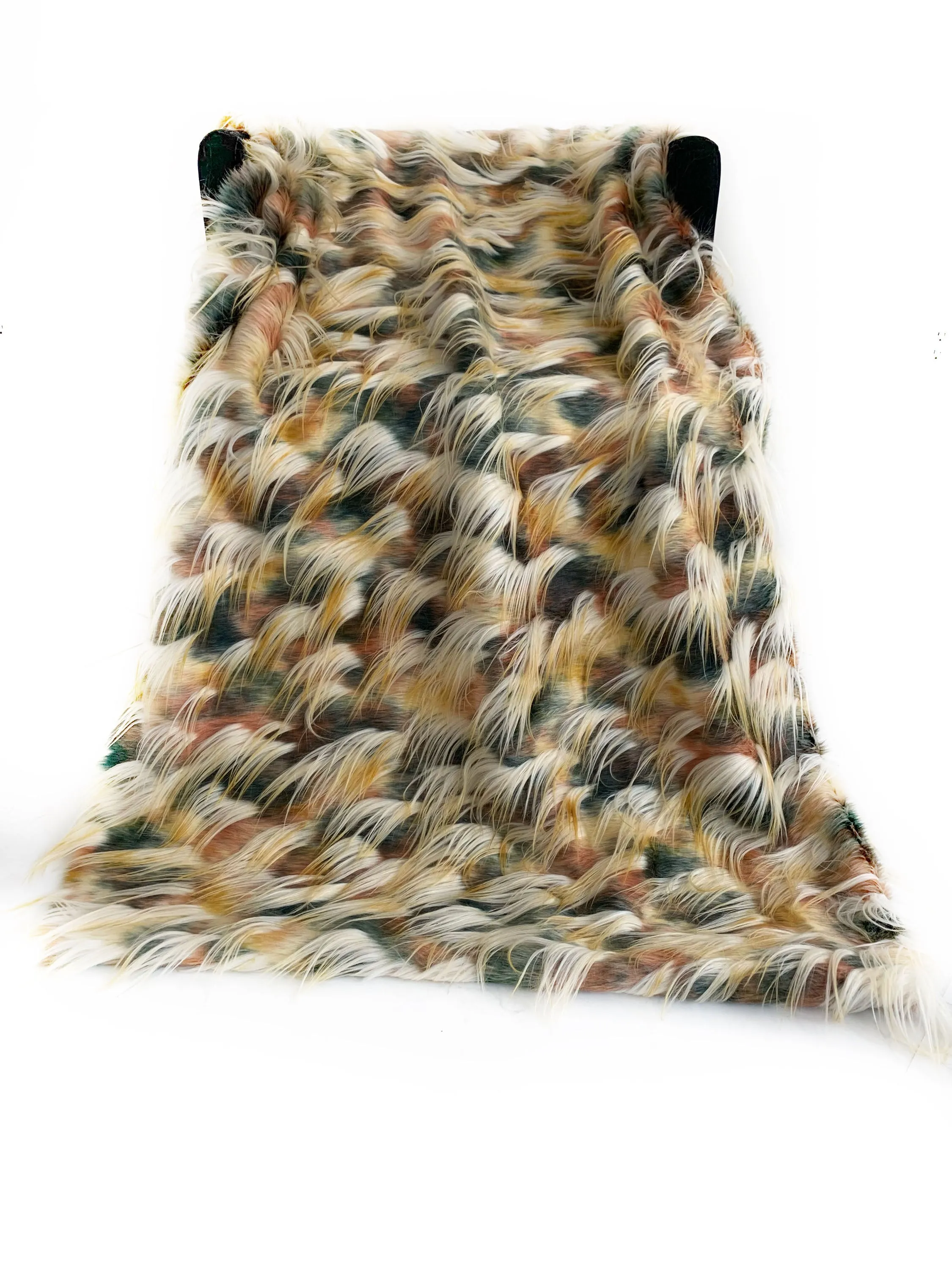 Plutus Multi-Color  Fancy Feather Faux Fur Luxury Throw Blanket