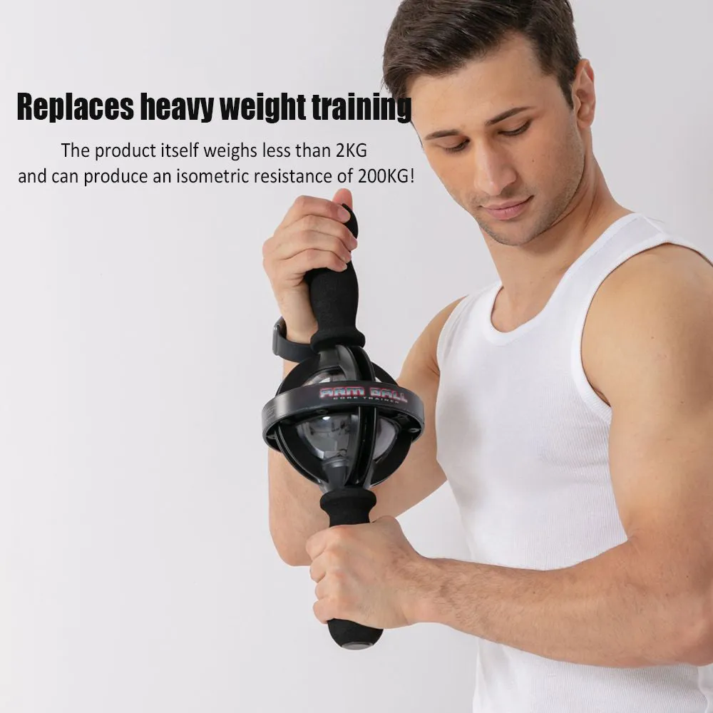 Premium Arm Strength Exerciser – Gyroscope Forearm Trainer with LED Light – Core Trainer for Home Gym Fitness – Powerball Arm Ball with Pull Rope Start, 200KG Resistance