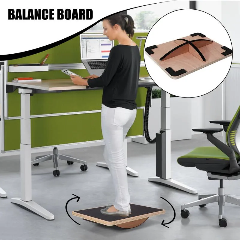Premium Balance Board - 360° Wobble Trainer for Core Stability, Focus & Posture, Anti-Slip, Rubber Bottom for Safe & Silent Workout, Full Body Exercise for Home Gym & Office Use, Solid Wood Construction
