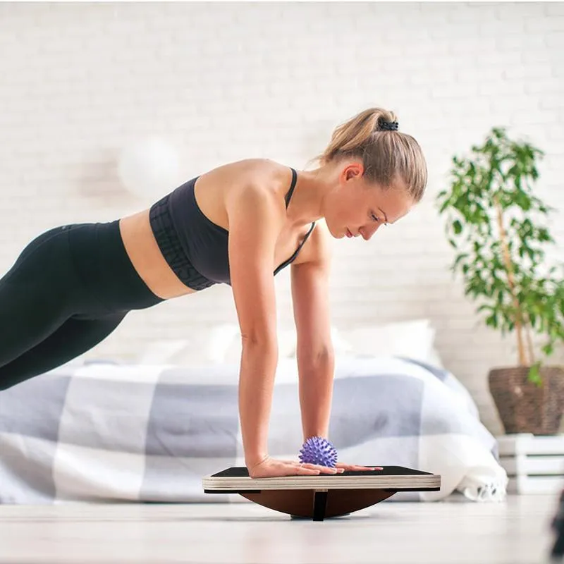 Premium Balance Board - 360° Wobble Trainer for Core Stability, Focus & Posture, Anti-Slip, Rubber Bottom for Safe & Silent Workout, Full Body Exercise for Home Gym & Office Use, Solid Wood Construction